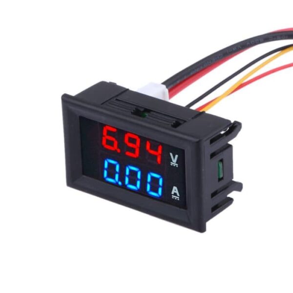 digital voltmeter dan amperemeter dual display merah biru 0.28"