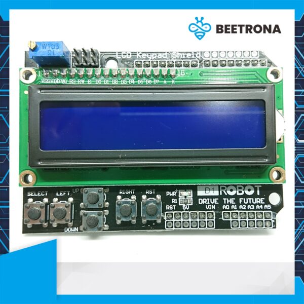 LCD Keypad Shield Arduino Blue 1602 Key Pad Biru 5V 16×2 - tokobeetrona.com