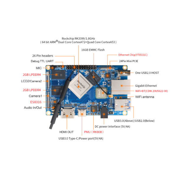 orange pi 4 lts ram 4gb with emmc 16gb